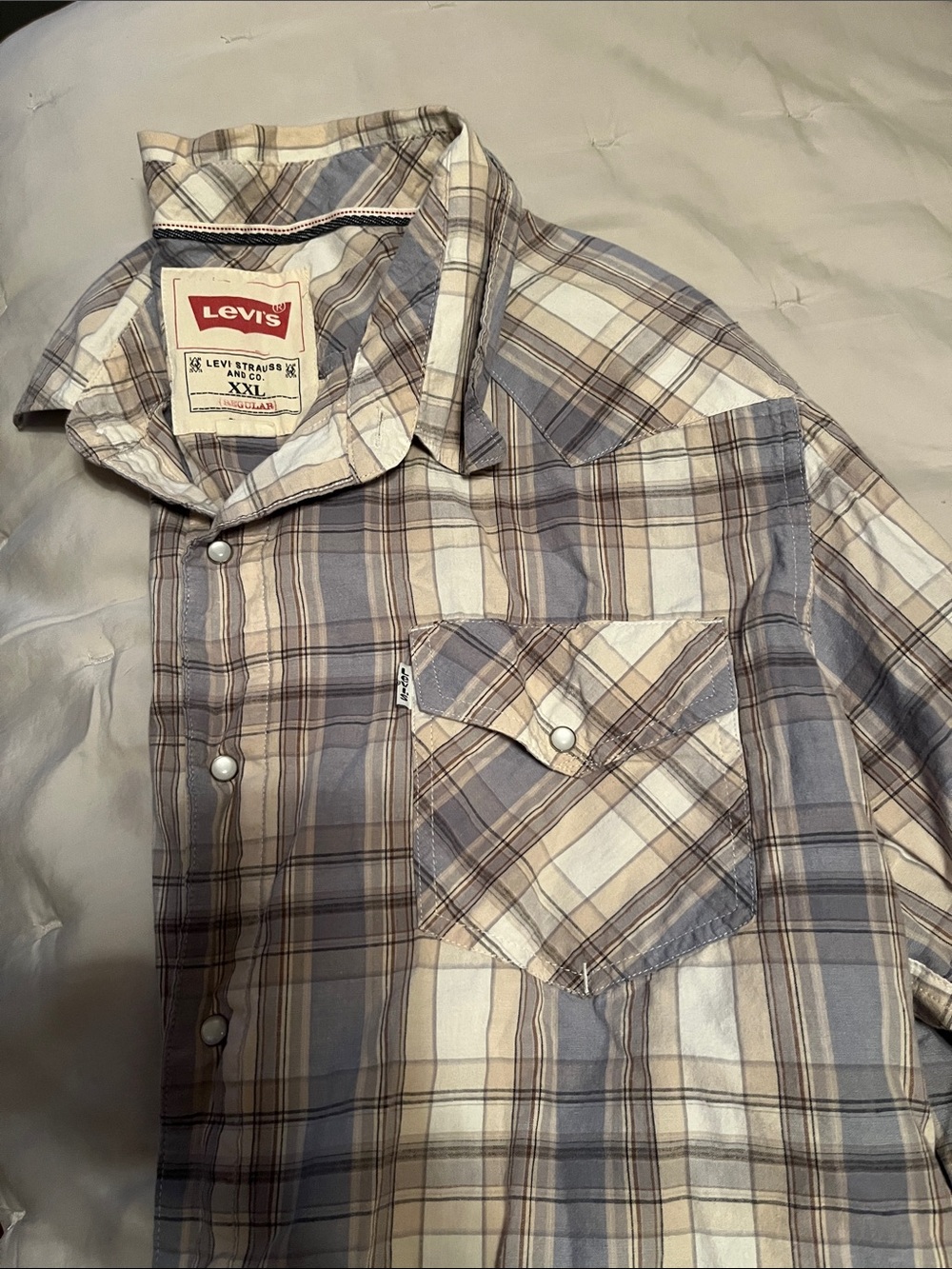 Levi's Men's Plaid Button-Down Shirt in Blue & Tan
